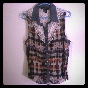 Living Doll Tie Dye and Lace Top